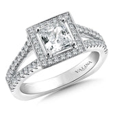 Halo Style Engagement Ring For A Princess-Cut Center